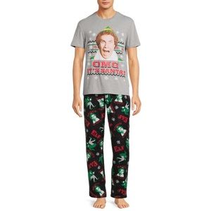 NWT Elf Men’s Graphic T-Shirt and Pants Sleepwear Set, 2-Piece Pajamas
